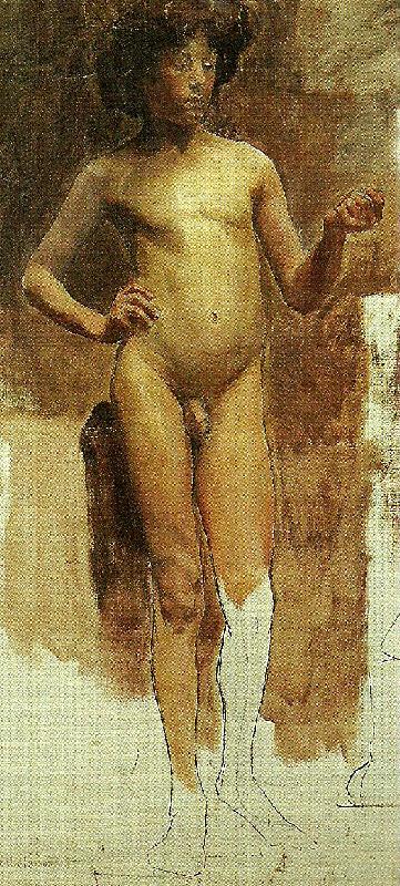 Carl Wilhelmson studie av naken manlig modell France oil painting art